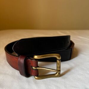 Vintage Tommy Hilfiger Two Tone Belt Brown Black Brass Roller Buckle Men's‎ 38